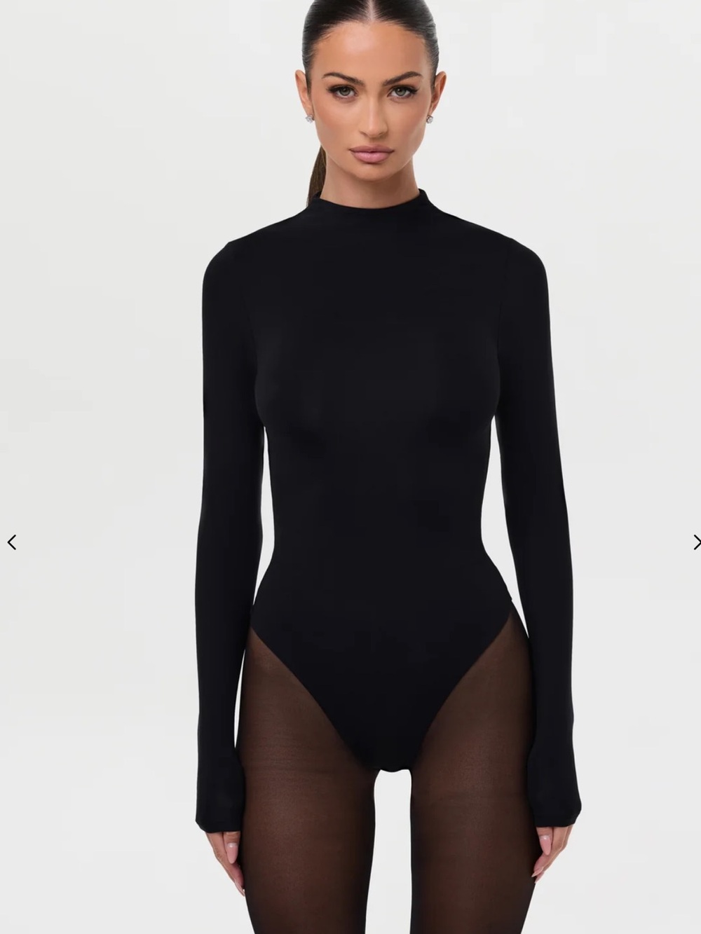 naked wardrobe Black Long-Sleeve Mock Neck Bodysuit & Legging Set, Size M, NWT - Picture 2 of 8